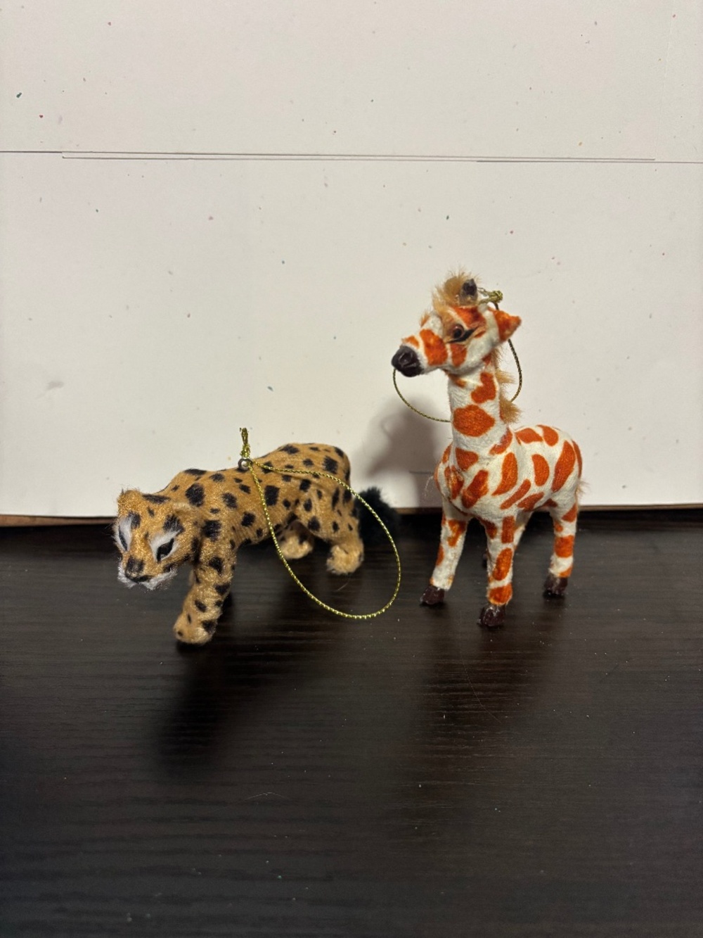 leopard and giraffe ornament